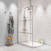 Paroi walk-in 120 cm ep. 6 mm cadre blanc avec "crochet-patère" - Brico Dépôt