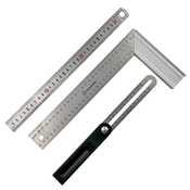 Lot de 2 équerres 300 et 250 mm et 1 règle 300 mm en acier inoxydable - MAGNUSSON - Brico Dépôt