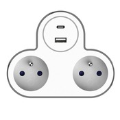 Triplite 2x16A + USB C / USB A blanc et gris - Brico Dépôt