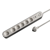 Bloc 6 prises 1,5 m gris et blanc USB A + C - Brico Dépôt