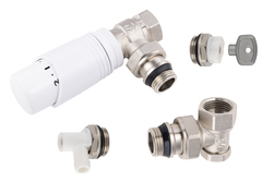 Kit thermostatique radiateur design blanc et nickelé 15x21 mm(1/2) - Noyon & Thiebault - Brico Dépôt