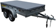 Remorque double essieu avec bâche - L. 256 x l. 134 x P. 30 cm - Brico Dépôt