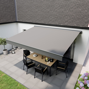 Store banne motorisé avec semi cassette 4 x 3 m Gris - Marque BLOOMA - Brico Dépôt