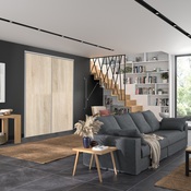 Lot de 2 portes de placard coulissantes décor chêne clair H. 250 x L. 180 cm - Brico Dépôt