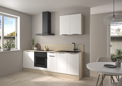 Cuisine en kit décor blanc mat et imitation bois clair "AMELIA" - L.2,40 m - Brico Dépôt