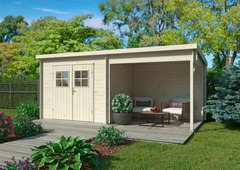 Abri bois 5 M² + extension 5 M² - Dim extérieures totales L.5,08 x P.2,24 x H 2,09 m - Brico Dépôt