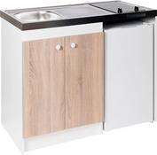 Cuisinette vitrocéramique (1 évier,1 meuble,1 plaque,1 réfrigérateur) - : L. 120 - Brico Dépôt