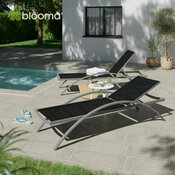 Lot de 2 bain de soleil en acier et textile gris mat "KERICA" - L. 189 x l. 63 x H. 42 cm. - Marque BLOOMA - Brico Dépôt