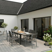 Table extensible en aluminium 8-10 personnes gris "KERICA" - Marque BLOOMA - Brico Dépôt