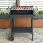 Barbecue double cuisson en acier noir - L. 120,8 x l. 48 x H. 87 cm. - Brico Dépôt