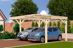 Carport 2 voitures en bois - : L. 604 x P.504 x H. 257 cm. - Brico Dépôt