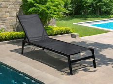 Bain de soleil en acier et polyester noir - L202 x P56 x H33 cm. - Brico Dépôt