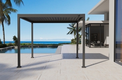 Pergola en aluminium et acier à lames orientables "MYRIS" - 294 x 294 x 235 cm - Brico Dépôt
