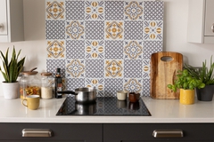 6 dalles murales PVC adhésives gris/blanc effet carreaux de ciment "AMIRA" 15X15 cm - Brico Dépôt