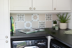 6 dalles murales PVC adhésives beige/blanc effet carreaux de ciment "LINA" 15X15 cm - Brico Dépôt