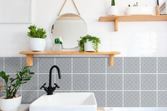 6 dalles murales PVC adhésives gris/blanc effet carreaux de ciment "LINA" 15X15 cm - Brico Dépôt