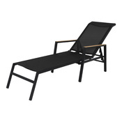 Bain de soleil aluminium et toile pvc noir "ASARA" - L. 203 x l. 56/62 x H. 88 cm. - Marque BLOOMA - Brico Dépôt