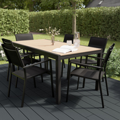 Table en aluminium et plateau imitation bois "AMELA" - L. 161,5 x l. 100 x H. 75,5 cm. - Marque BLOOMA - Brico Dépôt