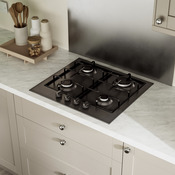 Plaque de cuisson gaz 4 feux émail noire 8500 W - 580 x 510 mm - Brico Dépôt