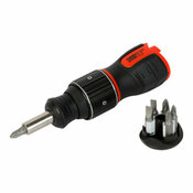 Tournevis cliquet 6 en 1 acier chrome vanadium + embouts - MAGNUSSON - Brico Dépôt