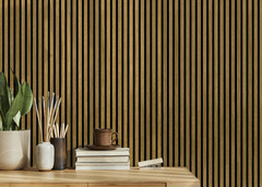 2 panneaux tasseaux acoustiques en MDF couleur chêne 2500X292X11 mm - Brico Dépôt