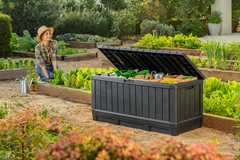 Coffre de jardin "KENTWOOD" en résine gris 350 L - Keter - Brico Dépôt