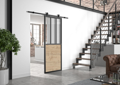 Kit de rail et porte atelier en bois couleur chêne 83 cm - Brico Dépôt