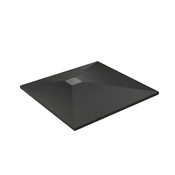 Receveur de douche "90 x 90 cm" effet pierre noir en résine SMC et ABS avec grille inox - Brico Dépôt