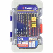 Coffret Perçage et Vissage  28 pièces forets et embouts multi-matériaux bois béton métal plastique - Tivoly - Brico Dépôt