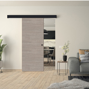 Kit porte coulissante aspect bois H.204 x L.83 + rail aluminium/MDF noir 160cm OPTIMUM - Brico Dépôt
