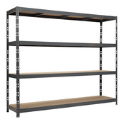 Étagère bois/métal gris charge lourde 4 tablettes - H. 185 x L. 220 x P. 60 cm - Brico Dépôt