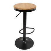 Tabouret de bar RUBBER WOOD noir et bois hauteur réglable acier Corten - Brico Dépôt
