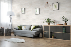 Lambris PVC effet bois blanc et gris mat - 260 CM X 35 CM ÉP. 5 MM - Grosfillex - Brico Dépôt