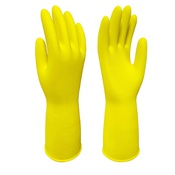 Gants ménagers latex taille 8 jaune longueur 30 cm souples et résistants à l'eau - Brico Dépôt