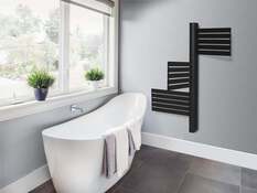 Sèche-serviettes pivotant noir 500 W aluminium thermostat lcd - 121 x 55 x 9 cm - Carrera - Brico Dépôt