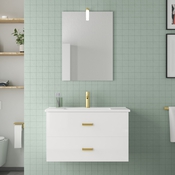 Ensemble meuble SUNNY blanc et dorée, L.80 cm + miroir 55 x 75 cm - Brico Dépôt