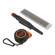 Kit mètre ruban 2 m + crayon trous profonds + mines - noir et orange - MAGNUSSON - Brico Dépôt