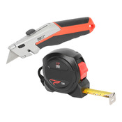 Lot cutter à lame + mètre ruban 5 m noir et rouge - L.12 x l.4,8 x H.21,5 cm
 - Forge steel - Brico Dépôt