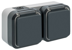 Double prise horizontale étanche gris IP55 16A 250V - Siemens - Brico Dépôt