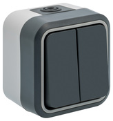 Double interrupteur va-et-vient étanche gris IP55 250V - Siemens - Brico Dépôt