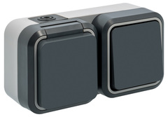 Prise 2 points + terre va-et-vient gris IP55 16A 250V - Siemens - Brico Dépôt