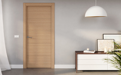 Porte interieur pleine MDF plaqué chêne miel poussant gauche - 204 x 83 cm - Brico Dépôt