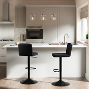 Lot de 2 tabourets de bar LAGAN simili cuir noir - l.45 x P.51 x H.88-109 cm - Cooke and Lewis - Brico Dépôt