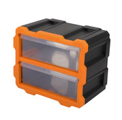 Boîte de rangement compacte 2 tiroirs plastique rigide transparent 24x20x14 cm - Brico Dépôt