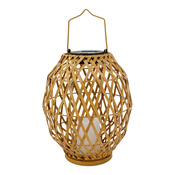 Lanterne solaire LED bambou effet rotin 3000 K IP44 hauteur 35 cm diamètre 22 cm - Brico Dépôt
