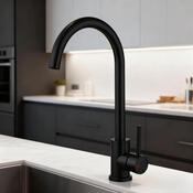 Mitigeur haut de cuisine noir mat avec bec tube mobile ILO - Edouard Rousseau - Brico Dépôt