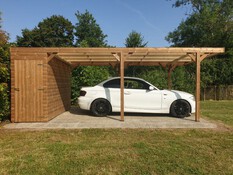 Carport bois thermochauffé avec abri 18,93 m² toit polycarbonate 6 mm - Brico Dépôt