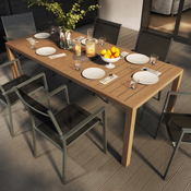 Table de jardin aluminium effet bois rectangulaire OLIVARA 201 x 90 cm - Blooma - Brico Dépôt