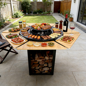 Barbecue table plancha acier bambou pour 6 personnes - Brico Dépôt