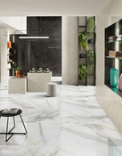 Carrelage sol intérieur grès cérame émaillé blanc aspect marbre CALACATTA ORO 60 x 120 cm - Brico Dépôt